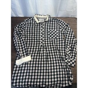 Victoria's Secret Flannel Cotton Pajama Dress Size Medium Black Red Plaid